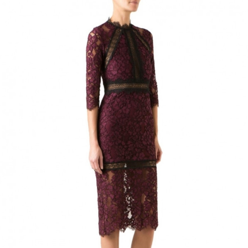 DesingnerAlexis Marisa Lace Elegant Burgundy Dress